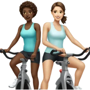 Two white skinned brunette ladies at spin class sticker