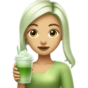 Pretty girl holding a glass cup of iced matcha  sticker