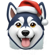 A husky dog wearing a Santa hat sticker