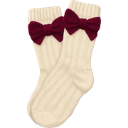 aesthetic biege socks with burgundy bows sticker