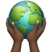 hands holding planet earth sticker