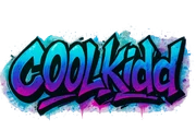the word 'c00lkidd' with a graffiti or street art look, bold and edgy lettering sticker