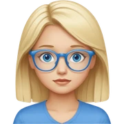 Chica rubia de ojos azules con lentes celestes sticker