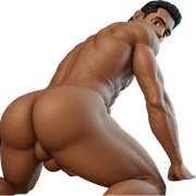 muscular male on bed sticker