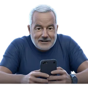old man with cellphone in hand sticker