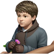 boy holding flower outdoors sticker