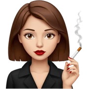 A brown hair brown eye baddie witg dark red lipstick holding cigarette  sticker