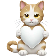 cat holding white heart sticker