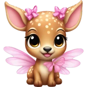 baby deer with fairy wings and a pink bow around its neck  sticker