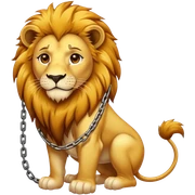 Chains next to a lion sticker