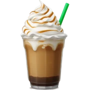 Iced Caramel coffee with whip cream and green straw  sticker