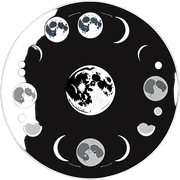 moon phases in a cycle showing lunar month sticker