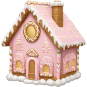 light pink and gold and white gingerbread house sticker
