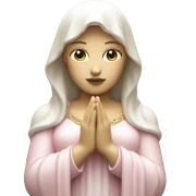 White and light pink Madonna statue with hands together sticker