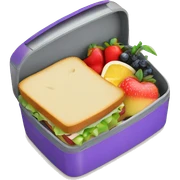 Lunch box with sandwich and fruit inside  sticker