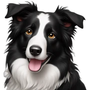 Black white border collie  sticker