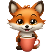 kawaii fox with coffee sticker