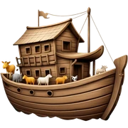 Noah's ark wooden boat with animals sticker