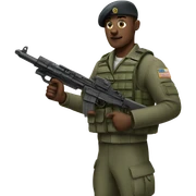Military man holding gun sticker