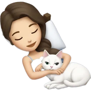brunette Sleeping beauty girl with white kitty sticker