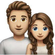 Brunette blue-eyed Couple (Guy has straight long brown hair) (girl has wavy hair) sticker