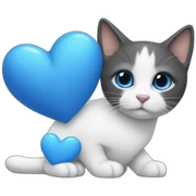 blue love, white love, cat, love sticker
