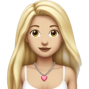White Girl with long blonde hair with a heart necklace and white tube top sticker