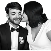 smiling couple in monochrome sticker