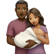 men, women in women holding new born baby sticker