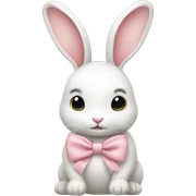 White rabbit and light pink bow sticker