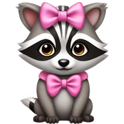 cute raccoon wearing a pink bow, sparkles in eyes sticker