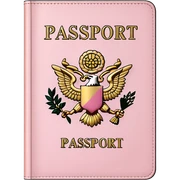 Pasaporte rosa pastel alto de altura la palabra passport en dorado simple  sticker