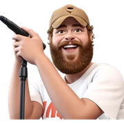smiling boy with microphone sticker