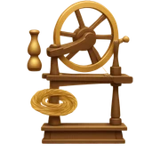 Spinning wheel with golden thread sticker