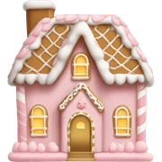 light pink and gold and white gingerbread house sticker