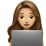 A girl with long brown hair holds a laptop sticker