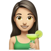 White brunette holding margarita smiling    sticker