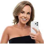 smiling girl with cellphone sticker