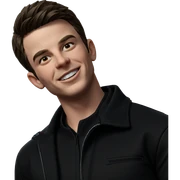 smiling boy in black jacket sticker