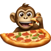 a monkey eating pizza sticker