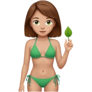 Green bikini on girl with brown hair sticker