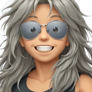 smiling boy with grey hair sticker