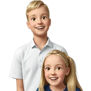 smiling girl and boy portrait sticker