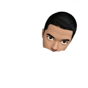 boy with black hair indoors sticker