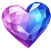 One pink, purple and blue crystal heart  sticker