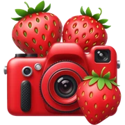 Strawberry with camera  sticker