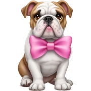 english bulldog with a pink bow sticker