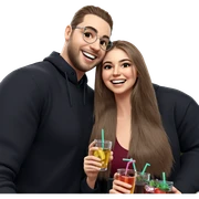 smiling couple with drinks sticker