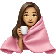 Brunette girl in pink blanket drinking coffee sticker