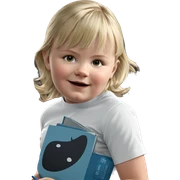 blonde girl with a book sticker